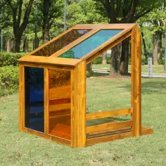 Casetta Arcobaleno con Vetri Colorati in Legno per Esterni, Certificata EN 1176 - Palestrine