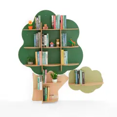 Libreria Murale Quercia Allegra, Scaffale Albero in Legno per Asili e Scuole - Rifugi e tane