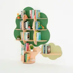 Libreria Murale Quercia Allegra, Scaffale Albero in Legno per Asili e Scuole - Rifugi e tane