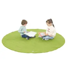 Tappeto Circolare Antiscivolo e Ignifugo, Diametro 200 Cm, Colore Verde - Tappeti per il gioco