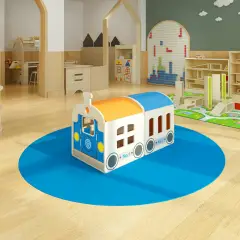 Tappeto Circolare Antiscivolo e Ignifugo, Diametro 200 Cm, Colore Blu - Tappeti per il gioco