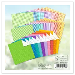 Carta Origami Duo - 120 fogli 15x15 cm - Assortimento Righe, Quadretti E Pois - Carta e cartoncino