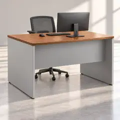 Scrivania Pannellata Con Fianchi, Piano Noce Francese 120x80x74 - Conforme CAM - Arredo per l'ufficio