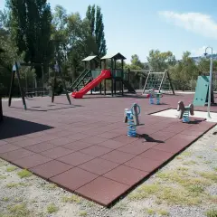 Pavimento Antitrauma con Spinotti Rosso 40mm - 100x100 cm - Playgrounds e giostre