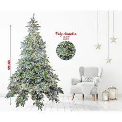 Albero di Natale Andorra Frosted Prelit – 250 cm Poly con 2400 LED Multicolore - alberi
