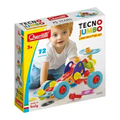 Quercetti Tecno Jumbo Toolbox 84 Elementi - Gioco di Costruzioni - Prime costruzioni soffici