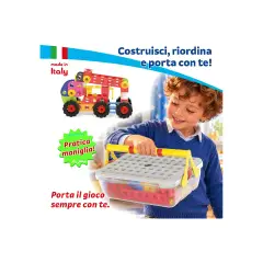 Quercetti Tecno Jumbo Toolbox 84 Elementi - Gioco di Costruzioni - Prime costruzioni soffici