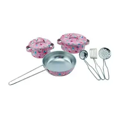 Maisonelle Set Pentole in Metallo – Gioco di Cucina per Bambini - Alimenti, mercatini, stoviglie