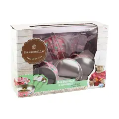 Maisonelle Set Pentole in Metallo – Gioco di Cucina per Bambini - Alimenti, mercatini, stoviglie