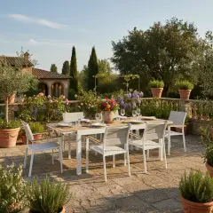 Tavolo Beverly Alluminio Poliwood Bianco – Eleganza e Funzionalità - tavoli, sedie e poltroncine