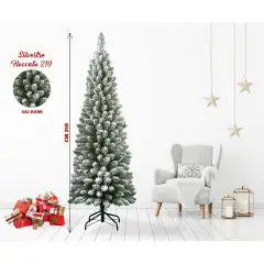 Albero di Natale Silvestre Floccato 210 cm – Slim, Folto e Realistico - alberi