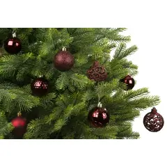Decoris Set 37 Palline Natale Bordeaux Ø6 cm Mix - addobbi albero