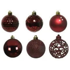 Decoris Set 37 Palline Natale Bordeaux Ø6 cm Mix - addobbi albero