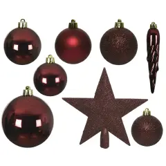 Decoris Set 33 Addobbi Natale Bordeaux con Stella Ø8 cm - addobbi albero