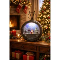 Radio Effetto Neve con Scenario Natalizio e Luci LED - addobbi albero