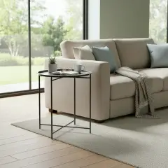 Tavolino Wissant Nero con Vassoio Ø 46 – Tavolino da Esterno Bizzotto - tavoli, sedie e poltroncine