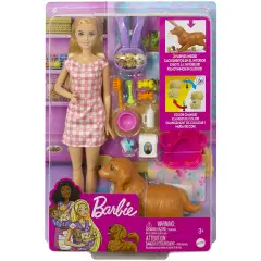 Barbie Playset Cuccioli Appena Nati con Funzione Parto - collezionabili bambina