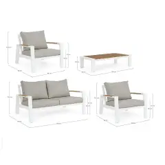 Salotto Einar Bianco Set 4 Pezzi con Cuscini - set e salotti