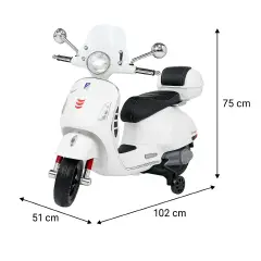 Moto Elettrica per Bambini Vespa Gts Super Sport 12V Bianca - moto