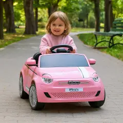 Auto Elettrica per Bambini Fiat 500e 12V con Radiocomando Rosa - auto