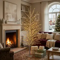 Albero Faggio con 1500 Mini Led Luce Calda Altezza 150 cm Tronco e Rami Colore Oro - alberi led di design