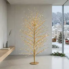 Albero Faggio con 1500 Mini Led Luce Calda Altezza 150 cm Tronco e Rami Colore Oro - alberi led di design