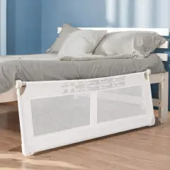 Barriera Sponda da Letto Pieghevole con Borsa di Trasporto, Sicura e Protettiva, Bianca Cm. 150 - barriere letto