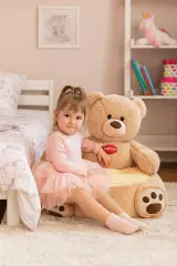 Poltrona Orso Beige 50x50x50 cm - Confortevole e Morbida - peluches 0/36 mesi