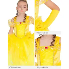 Costume Principessa Gialla per Bambine - Taglia XS - 5/6 Anni - abiti bambino e bambina