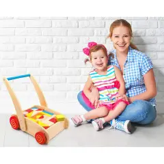 Carrello Primi Passi Con Costruzioni In Legno - Primi giochi