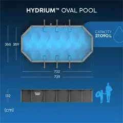 Piscina Hydrium Ovale Grigia 7.32x3.66x1.32m Capacità 27,090L - piscine rigide