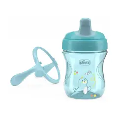 Chicco Training Cup 6+ Mesi - Tazza Antigoccia Azzurra - piatti e posate