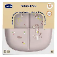 Chicco Dinner Plate 12+ Months - With Pink Compartments - Dishes and Cutlery