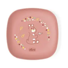 Chicco Set Piatti Svezzamento 12+ Mesi - Piatto e Ciotola Rosa - piatti e posate