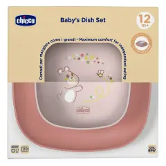 Chicco Set Piatti Svezzamento 12+ Mesi - Piatto e Ciotola Rosa - piatti e posate