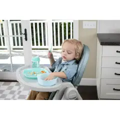 Chicco Set Piatti Svezzamento 12+ Mesi - Piatto e Ciotola Azzurro - piatti e posate