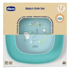 Chicco Set Piatti Svezzamento 12+ Mesi - Piatto e Ciotola Azzurro - piatti e posate