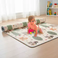 Maxi Tappeto Gioco Arrotolabile Primi Passi cm 200x150, Alto Spessore 10mm, Funny Wood - Primi giochi
