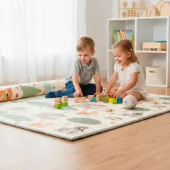 Maxi Tappeto Gioco Arrotolabile Primi Passi cm 200x150, Alto Spessore 10mm, Funny Wood - Primi giochi