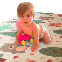 Maxi Tappeto Gioco Pieghevole Primi Passi cm 200x150, Alto Spessore 10mm, Funny Wood - Primi giochi