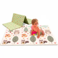 Maxi Tappeto Gioco Pieghevole Primi Passi cm 200x150, Alto Spessore 10mm, Funny Wood - Primi giochi