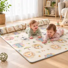Maxi Tappeto Gioco Arrotolabile Primi Passi cm 200x150, Alto Spessore 10mm, Sweet Animals - Primi giochi