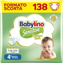 Babylino Sensitive Economy Diapers Size 4+ - 10/15 Kg - 46 Pieces Per Pack - diapers and wipes