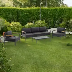 Salotto da Giardino Iseo Alluminio Antracite 5 posti Salmar - set e salotti