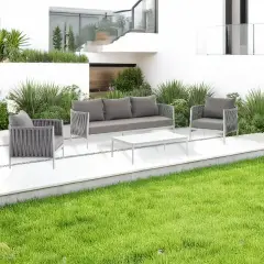 Salotto da Giardino Garda Alluminio Bianco 5 posti Salmar - set e salotti