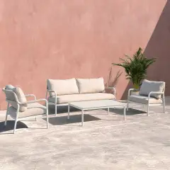 Salotto da Giardino Bellagio Alluminio Bianco 5 posti Salmar - set e salotti