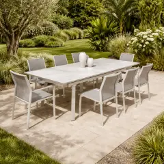 Tavolo Merano Stone Bianco Allung.170/220/270x90 Cm in Alluminio Salmar - tavoli, sedie e poltroncine