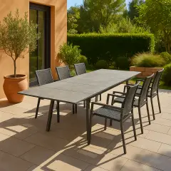 Tavolo Merano Stone Allungabile in Alluminio Bianco e Antracite, cm 170/220/270 - tavoli, sedie e poltroncine