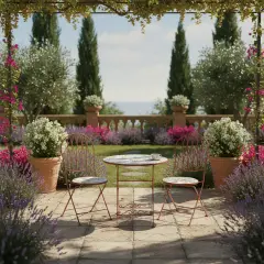 Set Capri Tavolo e 2 Sedie Pieghevoli Color Terracotta, Fantasia Maioliche - tavoli, sedie e poltroncine