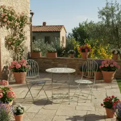 Set Capri Tavolo e 2 Sedie Pieghevoli, Motivo Maioliche Verde Salvia - tavoli, sedie e poltroncine